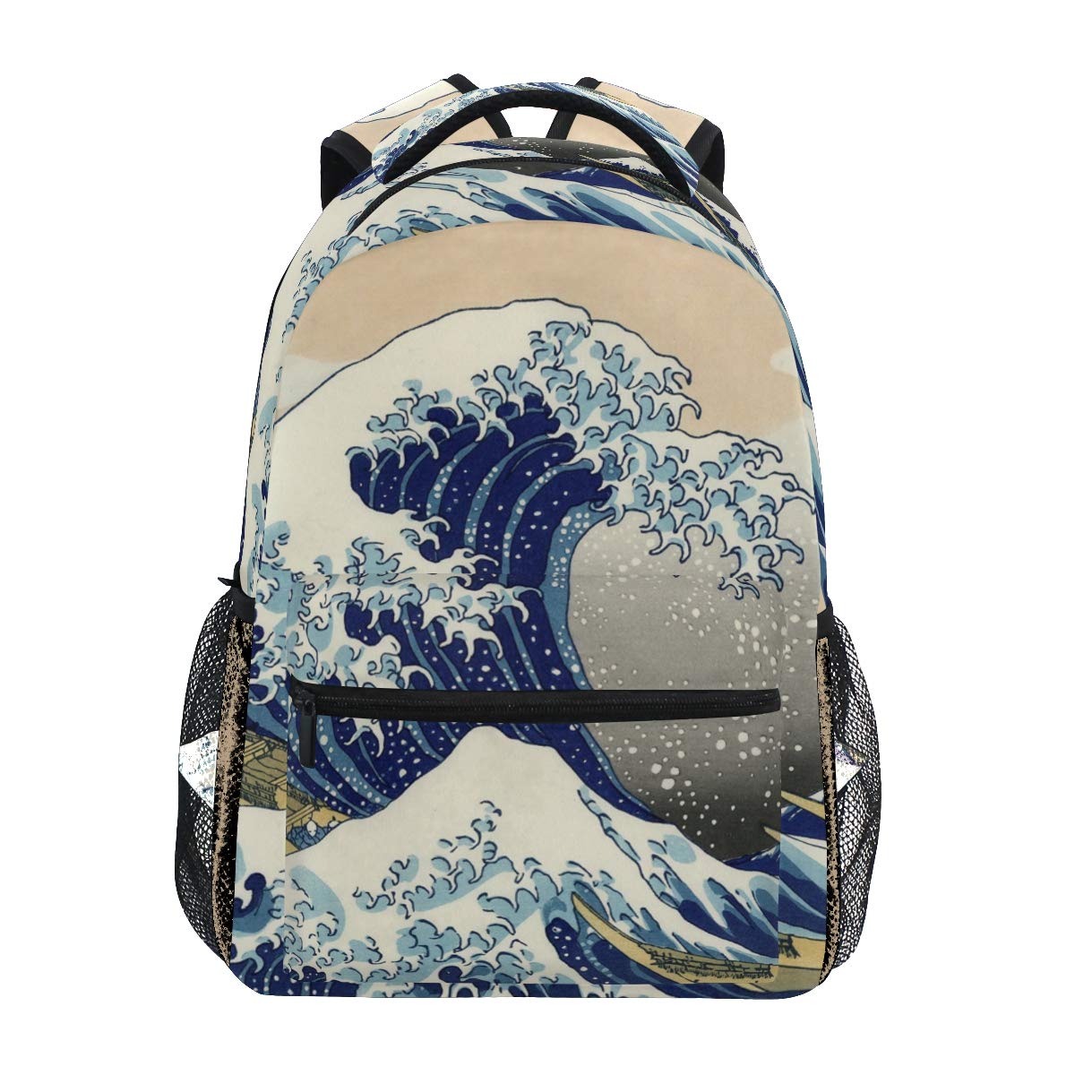 Photo 1 of WIHVE School Backpack Great Wave Kanagawa Bookbag Travel Ruckack One_Size