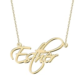 UMAGICBOX Personalized Esther Name Necklace 18K