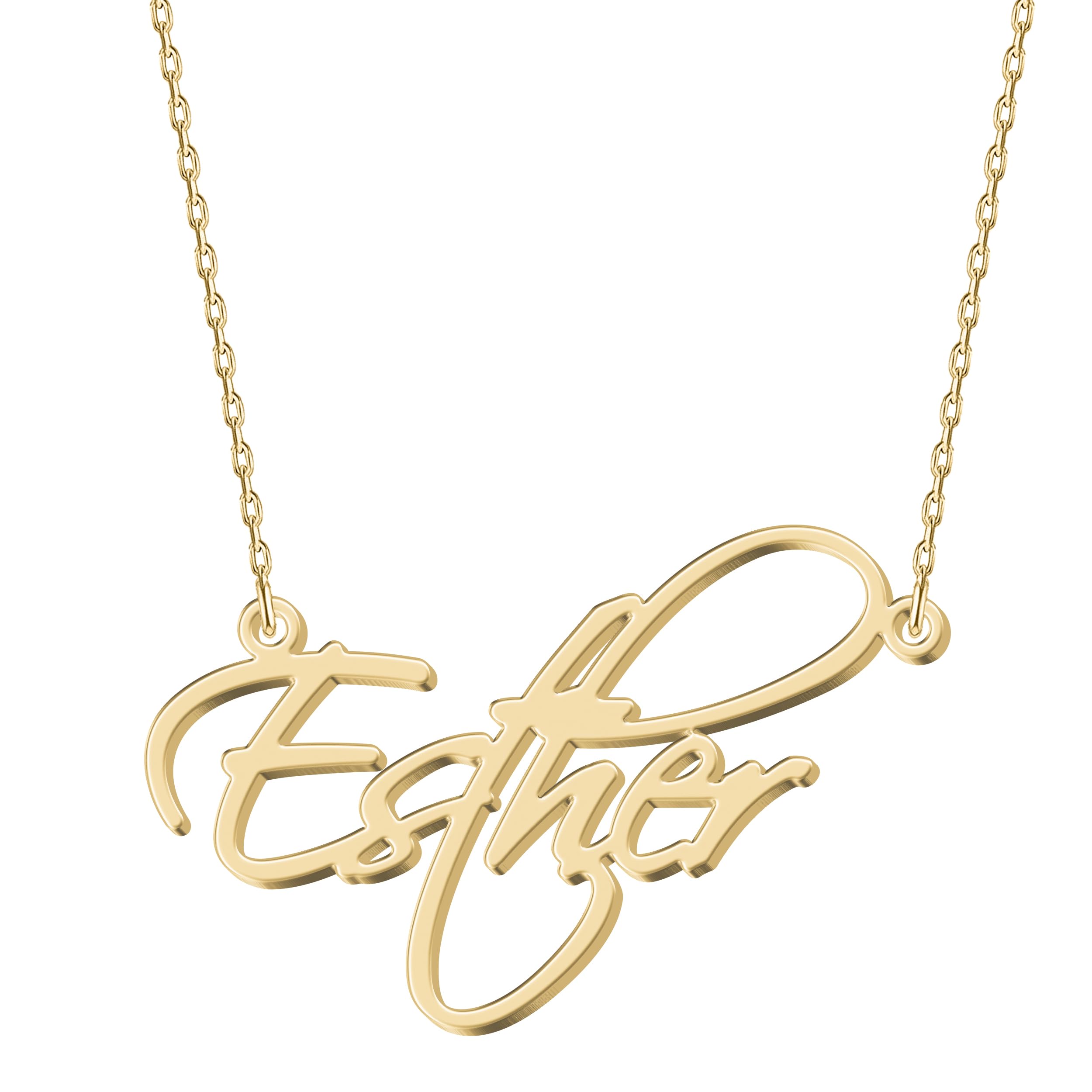 UMAGICBOX Personalized Esther Name Necklace 18K