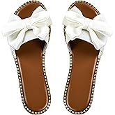 Sksshion Women's Bow Knot Slides Open Toe Flat Sandals Summer Slip On Slippers