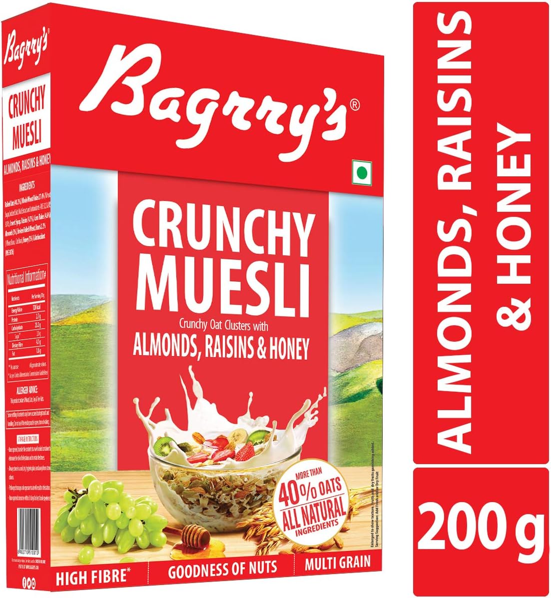 Bagrry's Crunchy Muesli, Almonds, Raisen and Honey, 200g