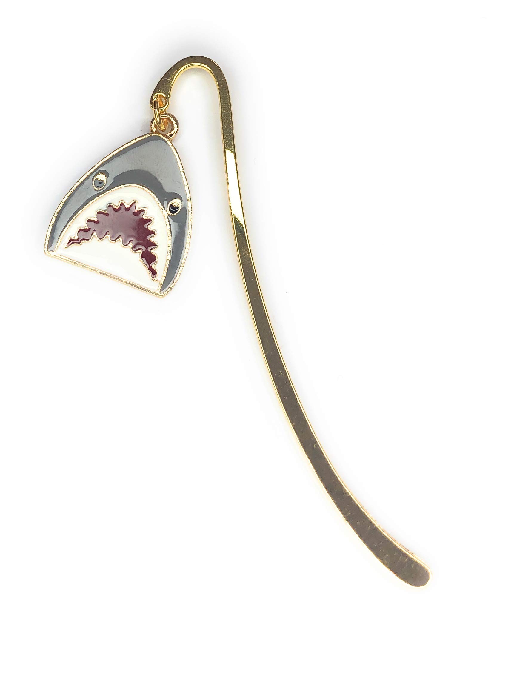 FizzyButton Gifts Shark Jaws Gold Tone Mini Bookmark with Enamel Detail in Gift Bag