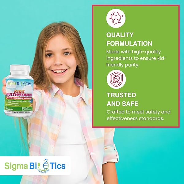 SIGMABIOTICS KIDS MULTIVITAMIN GUMMIES – BEAR-SHAPED FOR IMMUNE SUPPORT AND GROWTH – NON-GMO, VEGETARIAN DAILY GUMMIES – EXCITING FLAVORS – MULTIVITAMINS FOR KIDS – 45 SERVINGS