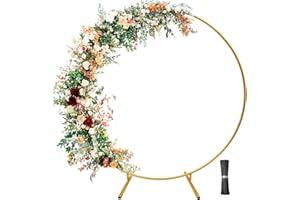 ZANGEROI Wedding Arches for Ceremony Wedding Arch 6.6ft Circle Backdrop Stand Round Backdrop Stand Balloon Arch Stand Circle Balloon Arch Frame Round Balloon Arch Frame for Party Decoration (6.6ft Gold)