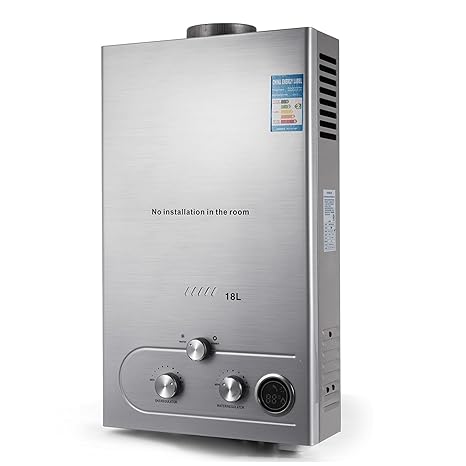 BananaB 18L Erdgas Warmwasserbereiter LNG 36KW 4.8GPM Natural Gas Water Heater Edelstahl Durchlauferhitzer mit Duschkopf