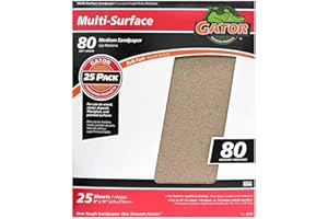 GATOR FINISHING PRODUCTS Gator 9" x 11" Multi-Surface Sanding Sheets, 80 Grit, 25 Pack