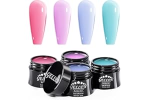 Gellen Builder Gel Kit - Nail Extension Kit with 4 Pastel Colors: Rose, Red, Violet, Blue, Green - Hard Gel Nail Builder, 15ml