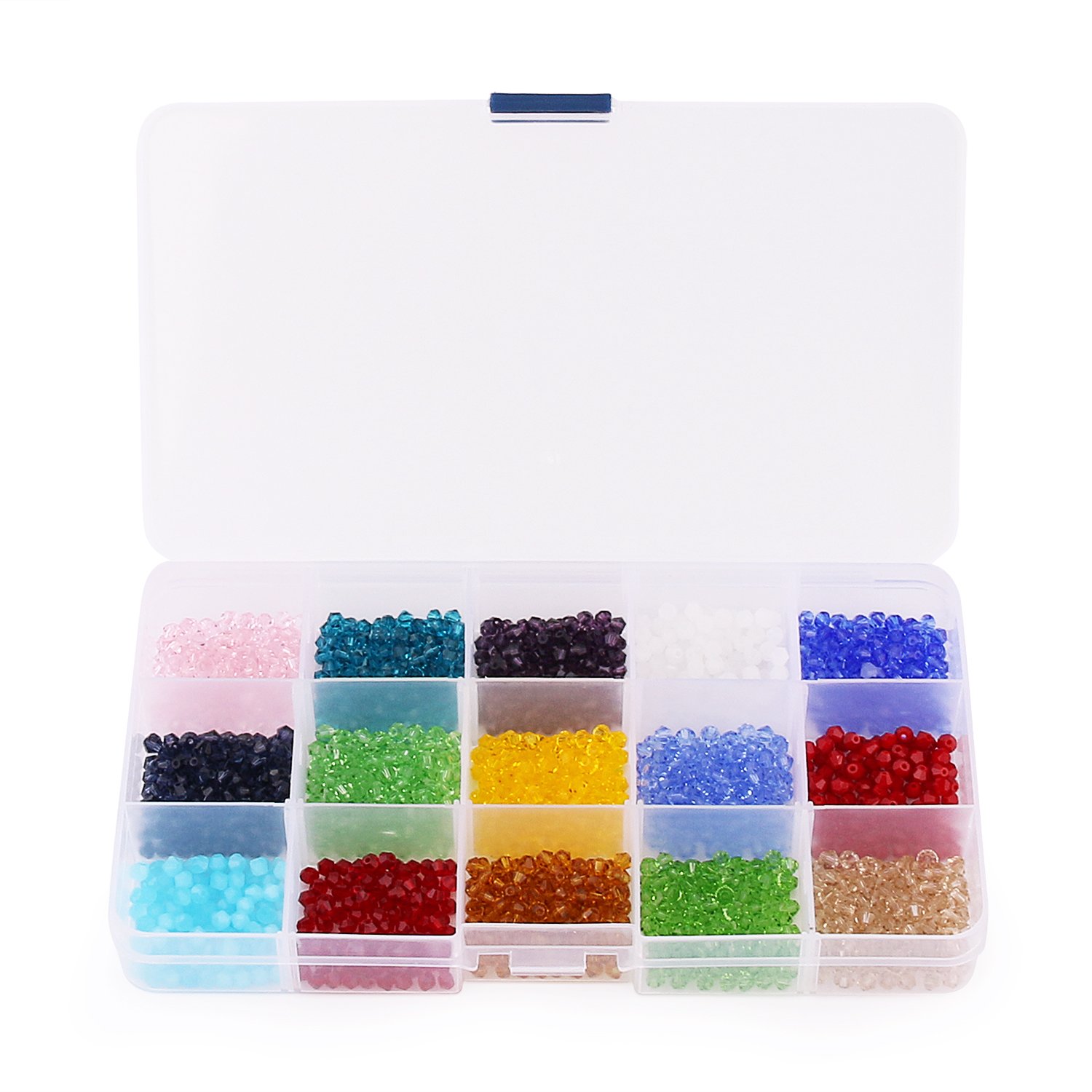 ZEYAN Crystal Beads Faceted Bicone Shape beads 15 Color 1500pcs glass beads for jewelry making Wholesale Mix lot(ZYSJZ001-B)