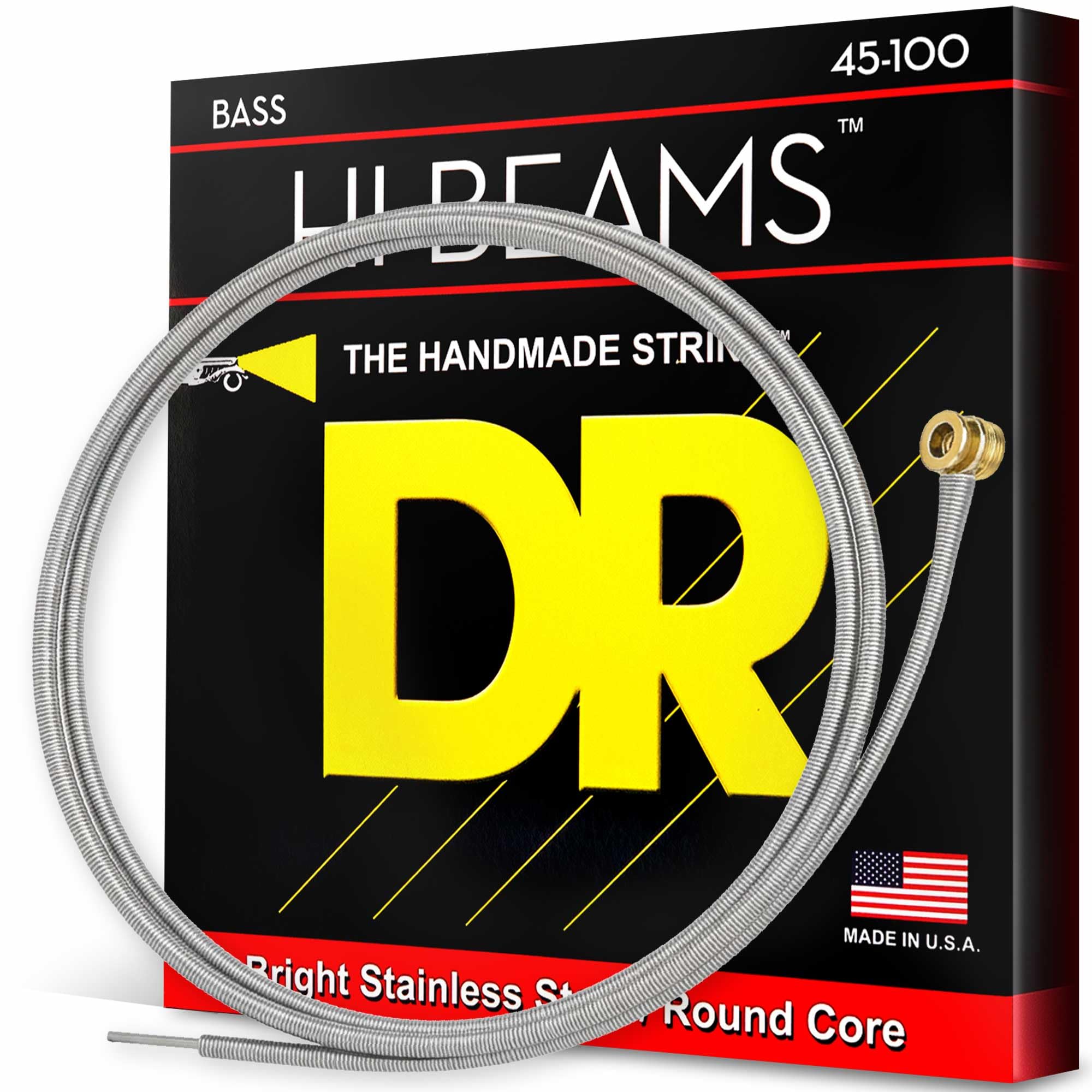 DR Strings MLR-45 HI-BEAM™ - Stainless Steel Bass Strings: Light to Medium 45-100, Silver
