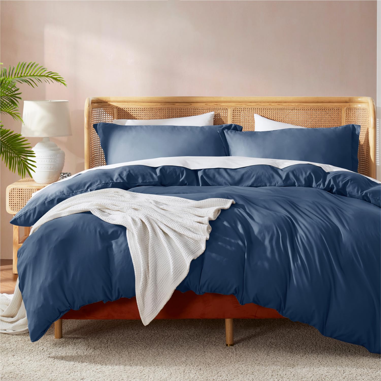 Photo 1 of Nestl Navy Blue California King Duvet Cover Sets - Soft Double Brushed Cal King Duvet Cover, 3 Piece, with Button Closure, 1 Duvet Cover 104x98 inches and 2 Pillow Shams