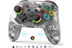 arVin Wireless Controller for Switch/Lite/OLED/PS5/PS4/PC/iPhone/Android Remote Gaempad Joystick with 9-Colors RGB Light/6-Axis Gyro/Vibration/Turbo/Back Key for Xbox Cloud Gaming -NOT for PS5 Games