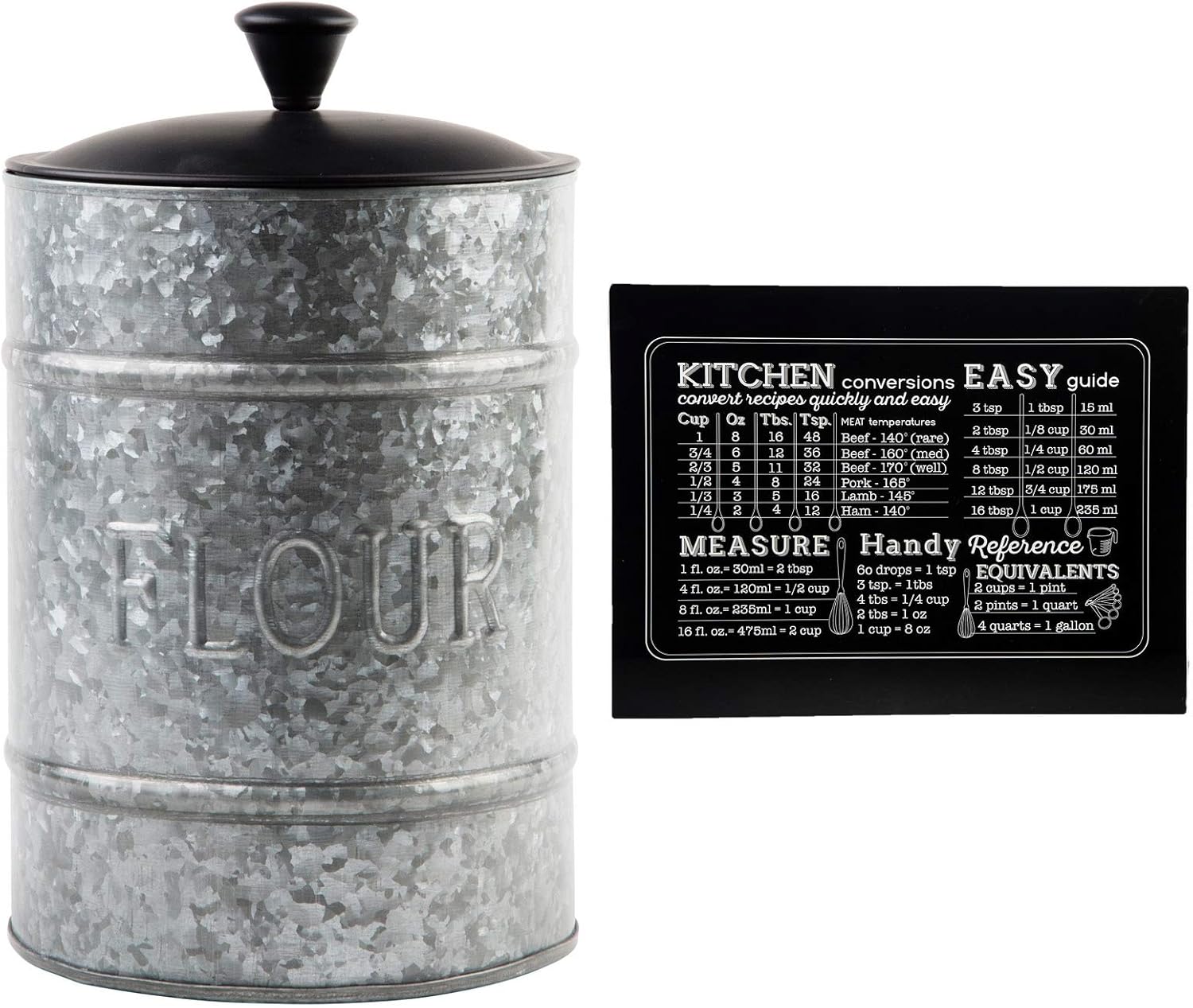 Large Flour Galvanized Canister Farmhouse Kitchen Pantry