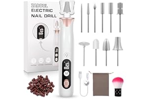 ZABOUL Electric Nail Drill Kit Cordless Professional Manicure Pedicure Nail File Buffer for Acrylic Nails Gel Polishing Removing Manicure Salon Home with Nail Drill Bits Sanding Bands