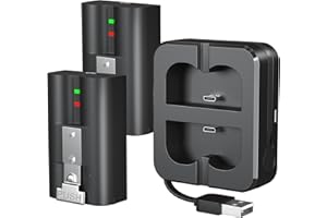 QUICKHELP 2 Packs 6040mAh Rechargeable Battery and Dual USB Charging Station Compatible with Ring, for Video Doorbell 2/3/4 and Spotlight Cam Battery 3.65V Lithium-Ion Batteries (Not for Stick Up Cam)