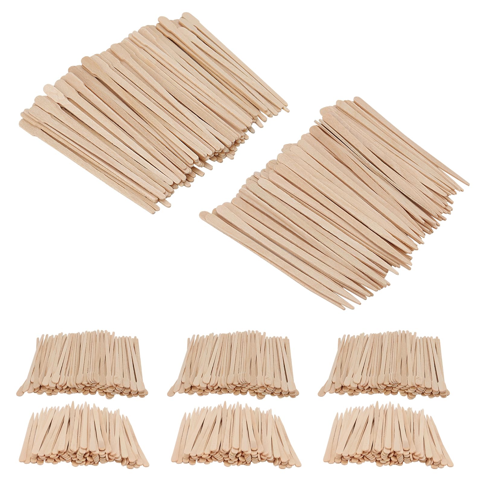 JOIKIT 2000 PCS Eyebrow Wax Sticks, 2 Style Wooden Wax Spatulas, Wood Wax Applicator Stick for Face Eyebrow