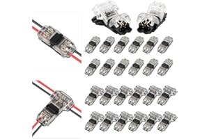 EEEKit Low Voltage Wire Connectors, 24PCS 2 Pin 3/2 Way Wire Splice Connectors, Universal Compact T Tap I Type Self-Stripping Quick Splice Electrical Wire Connectors, Fits 20-24 AWG