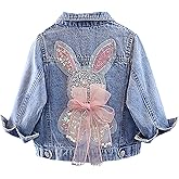 Tansuful 2-14Years Girl Butterfly Embroidery Denim Jackets Classic Blue Jean Jacket Girls Toddler Outerwear Casual Cute Coat