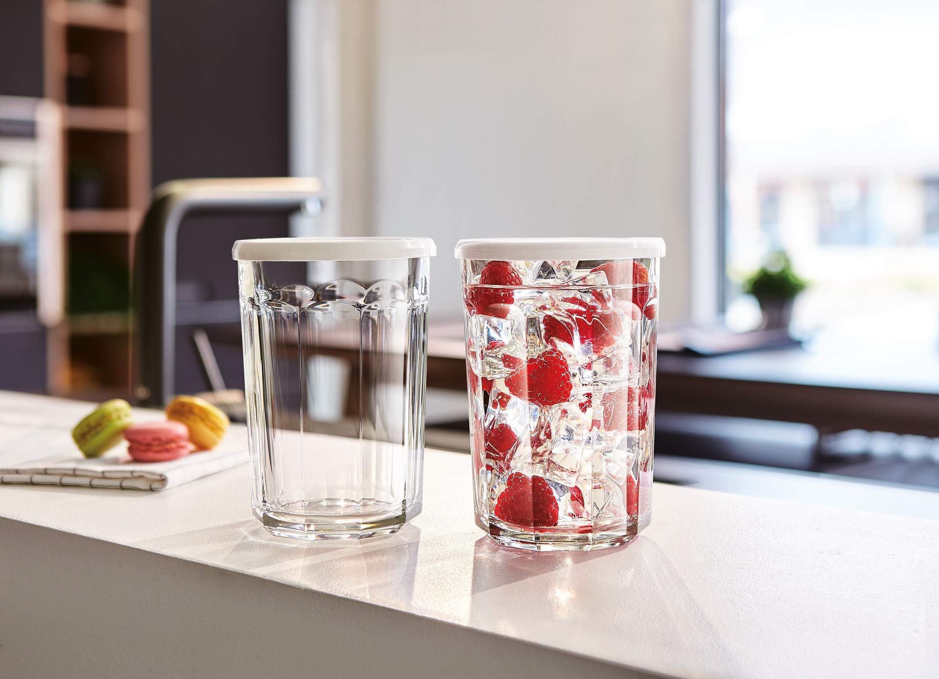 Arc International Luminarc Working Glass Storage Jar/Cooler with White Lid, 21-Ounce, Set of 4 by Arc International