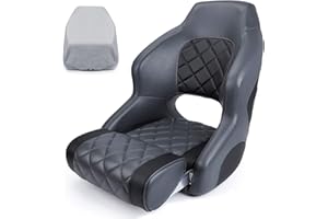 NESHULT High Back Boat Bucket Seats Marine Pontoon Captain Chair Flip Up Boat Seat with Seat Cover