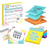 Personalized Sticky Notes Bulk 3-1000 Pack &ndash; 3"x3" Customized Logo or Text | Personalized notepads Custom Sticky Notes 50 Sheets/Pad for Office, School, Party Supplies, Business Marketing