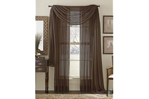 Empire Home 216" Long Sheer Curtain Valance Window/Scarf Great Value 25 Colors (Brown)
