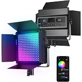 NEEWER RGB1200 RGB LED Video Light Panel with APP/2.4G Control, 60W Studio Photography Lighting 22000Lux@0.5m/1% Precise Min Dimming/360&deg; Full Color/ CRI97+/TLCI98+/2500K-8500K/18 Effect with Barndoor
