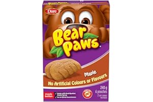 Bear Paws Maple Cookies - Soft Cookie Snack Packs, School Snacks, Made With Real Quebec Maple Syrup, Peanut Free, 240g, 6 Pou