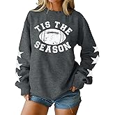 ALLTB Football Sweatshirt Women Tis The Season Shirts Football Mom Shirt Game Day Pullover Long Sleeve Tops