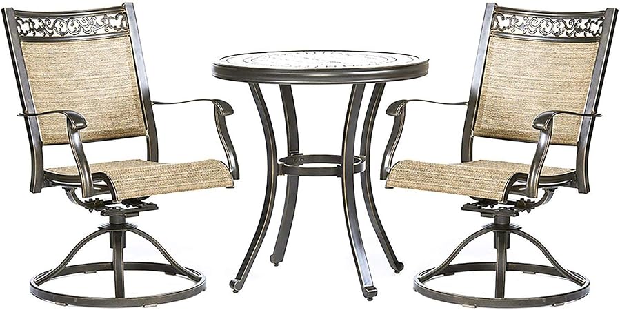 Amazon Com Dali 3 Piece Bistro Set Handmade Contemporary Round Table Swivel Rocker Chairs Garden Backyard Outdoor Patio Furniture Garden Outdoor