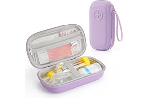 YINKECASE Asthma Inhaler Portable Case for Adults, Kids & Seniors - Temp-Humidity Resistant, Multi-Zone Lining for Inhaler/Spacer/Emergency Meds, Waterproof PU & Travel-Ready, Violet (Only Case)