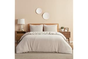 DAPU 100% Linen Duvet Cover, Pure Natural French Flax Linen with Corner Ties and Zipper Closure, Soft Breathable Durable for Hot Sleepers 1 Duvet Cover 2 Pillowcases (Natural Linen, Queen)