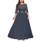 Miusol Women's Formal Floral Lace Plus Size Wedding Maxi Dress