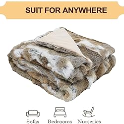 Real Rabbit Fur Throw Blanket Rug Luxury Patchwork