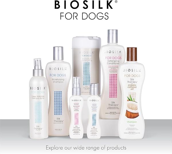BIOSILK FOR DOGS SILK THERAPY MOISTURIZING DOG DETANGLING SHAMPOO – DOG MATTED HAIR DETANGLER CLEANS, MOISTURIZES, AND DETANGLES – DEMATTING SHAMPOO FOR DOGS, GROOMING SUPPLIES, 12 FL OZ