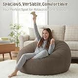 Nobildonna Bean Bag Chair Cover 200L Corduroy Light Brown No Filler view 6