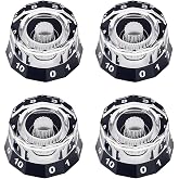 Banworks Guitar Control Knobs Metric 18-Spline Konbs 6mm (15/64") | 2 Volume 2 Tone Control Knobs Dodecagon Top Hat Knobs for Epiphone Les Paul LP SG Electric Guitars Pack of 4 JT/XN-12 Black