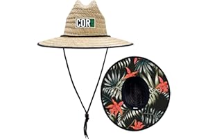COR Surf Kids Straw Hat Summer Beach Hat for Boys and Girls Classic Lifeguard Sun Hat (Kauai, 54 CM)