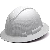 Pyramex Ridgeline Full Brim Hard Hat 4 Point Ratchet Matte White Graphite Pattern