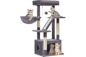 Taoqimiao Cat Tree,38.5-Inch Cat Tower for Indoor Cats,Suitable for Kittens with Luxurious cat condo with Adjustable Baskets and Luxurious Perch MS029SG Smoky Gray