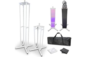 AXA AXCESSABLES AxcessAble Two (2) Moving Head Light Totem Stands with White/Black Scrims, Portable DJ Lighting or Speaker Column Stands with Carrying Bag and EVA Pads – Adjustable Height Up to 70.5" (2-Stand Pack)