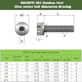 AMLOOPH M8 Socket Head Cap Screws 40mm A2 Stainless Steel Pack of 10 view 3