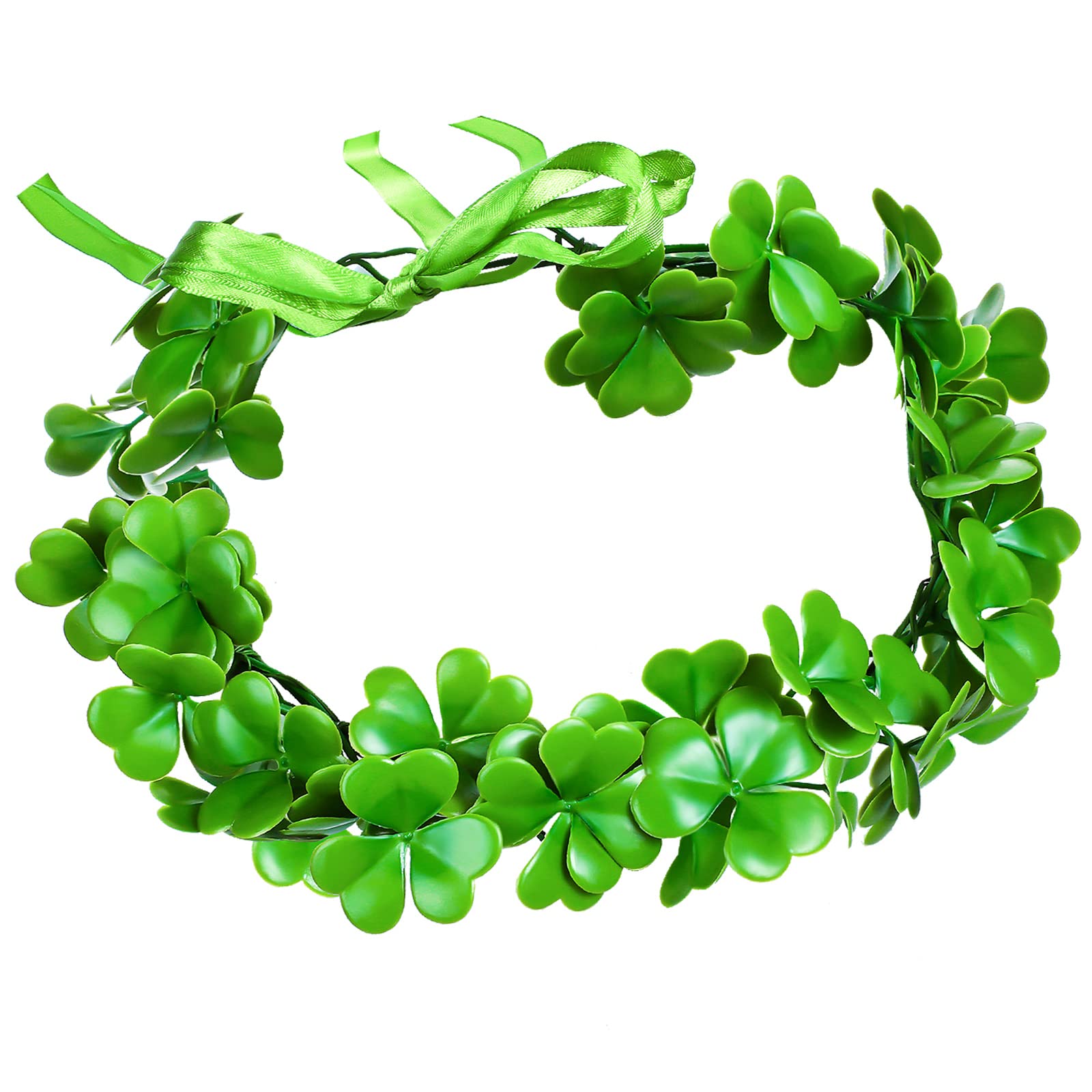 Photo 1 of 2 Pieces St. Patrick's Day Irish Shamrock Headbands Flower Crown Clover Headband St. Patrick's Day Accessories Green Garland Clover Garland Party Accessories Fairy Accessories for Women Men and Girls