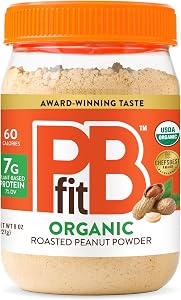 PBfit Organic Peanut Butter Powder 8 Oz, Peanut Spread with 7g Protein | Real Roasted Organic Peanuts, Gluten-Free, 60 Calori