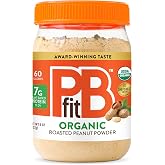 PBfit Organic Peanut Butter Powder 8 Oz, Peanut Spread with 7g Protein | Real Roasted Organic Peanuts, Gluten-Free, 60 Calories, Protein Powder, Low Fat, Pantry Staple, Smoothies, Oatmeal
