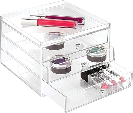 Idesign 3 Drawer Plastic Vanity Organizer Compact Slim Storage