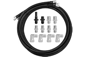 MuHize Stainless Steel Braided Transmission Cooler Line Kit (70 Inch AN-6) - High-Pressure Upgrade for GM 4L60E/4L80E/TH350/TH400/700R4 & Ford AOD/4R70W/4R100 | Leak-Proof Universal Fit