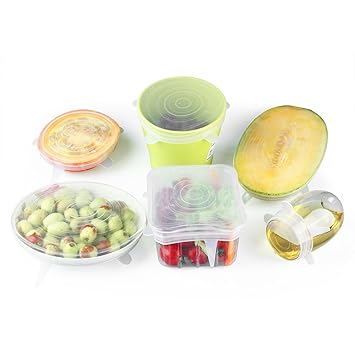 GAINWELL Silikon Stretch Lids, 6-teilig – SilikonÜberziehdeckel fürSchüsseln, Tassen, Behälteraller Formen, kälte- und hitzeb