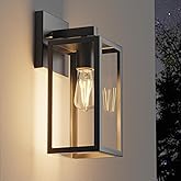 Kalium Porch Wall Lights Outdoor, Waterproof Lanterns with Frame and Clear Glass Shade, Exterior Front Porch Light Matte Blac