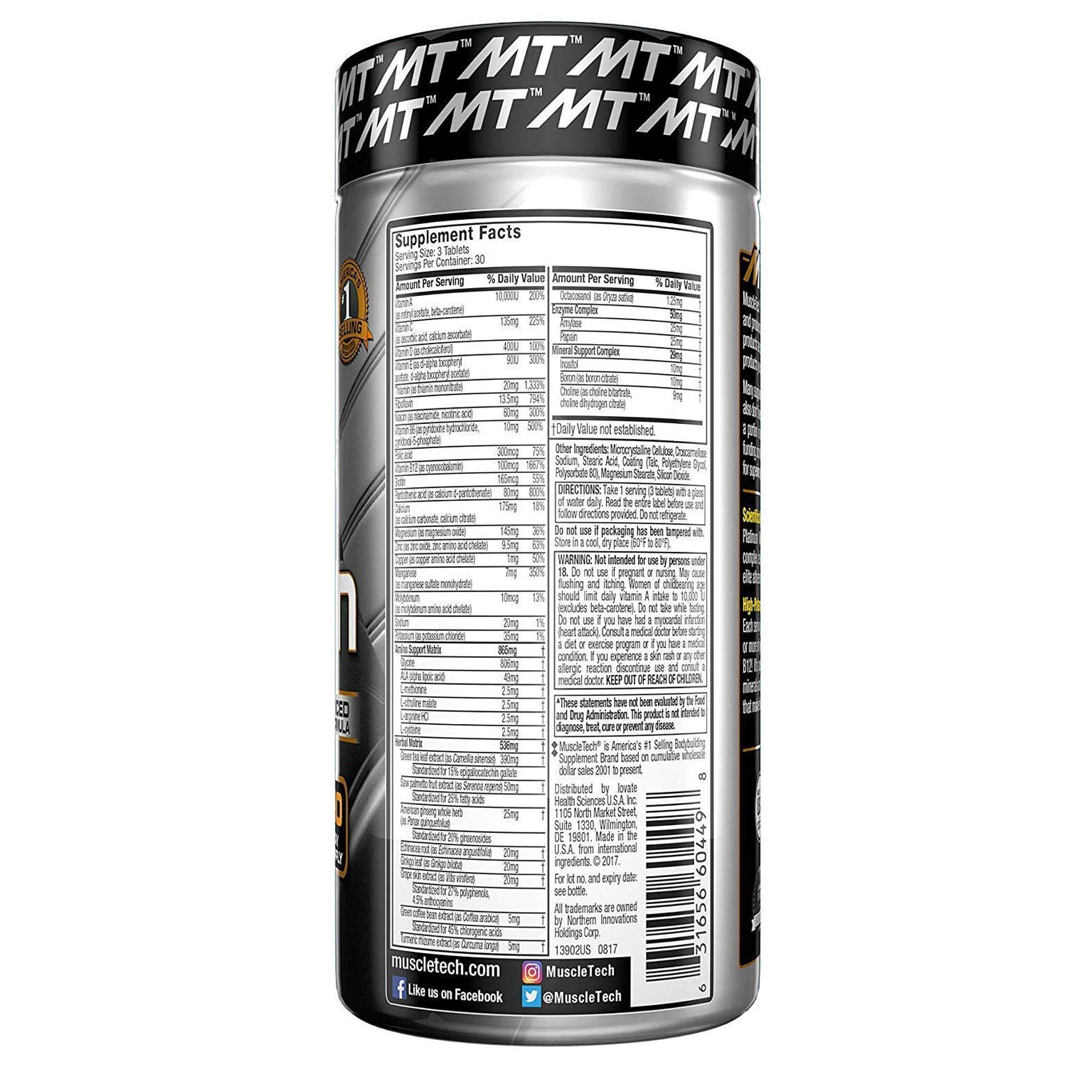 MuscleTech Creatine Monohydrate Powder Platinum Pure Micronized Muscle Recovery + Builder & Platinum Multivitamin for Immune Support 18 Vitamins & Minerals