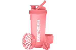 KICHLY Shaker Bottle - 24 Ounce Plastic Protein Shaker Bottle for Pre & Post workout with Twist & Lock Protein Box Storage